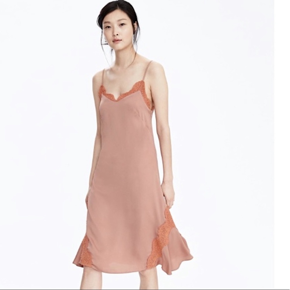 banana republic silk slip dress Banana Republic MP Bliss Silk Slip Dress Medium Petite Black #749038 NEW